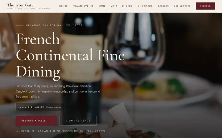 Homepage of the The Iron Gate website, built by Green Chile Digital