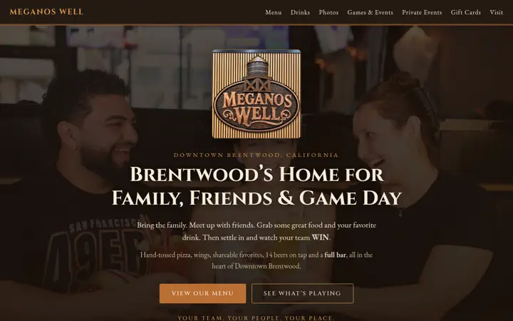 Homepage of the Meganos Well website, built by Green Chile Digital