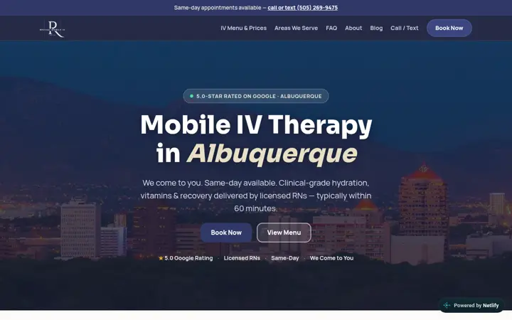 Homepage of the Revival Mobile IV website, built by Green Chile Digital