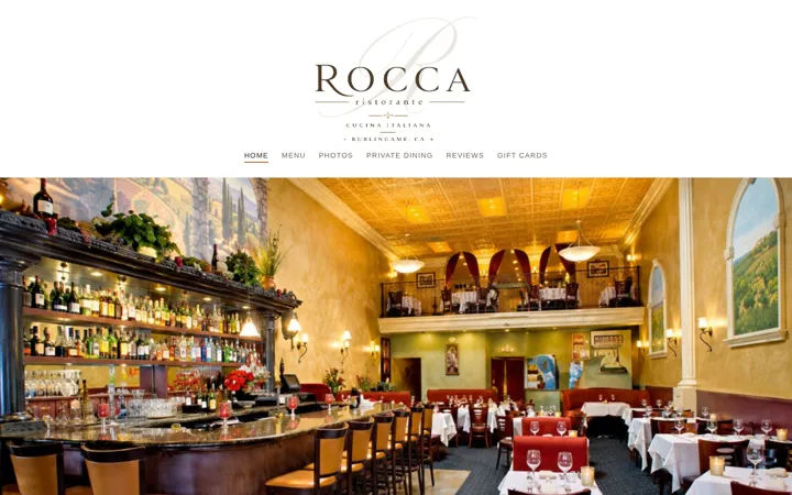 Homepage of the Ristorante Rocca website, built by Green Chile Digital